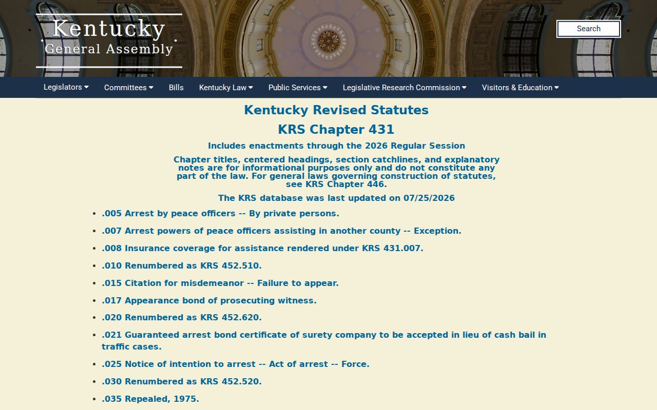 Kentucky Chapter 431 expungement statutes for McLean County criminal records