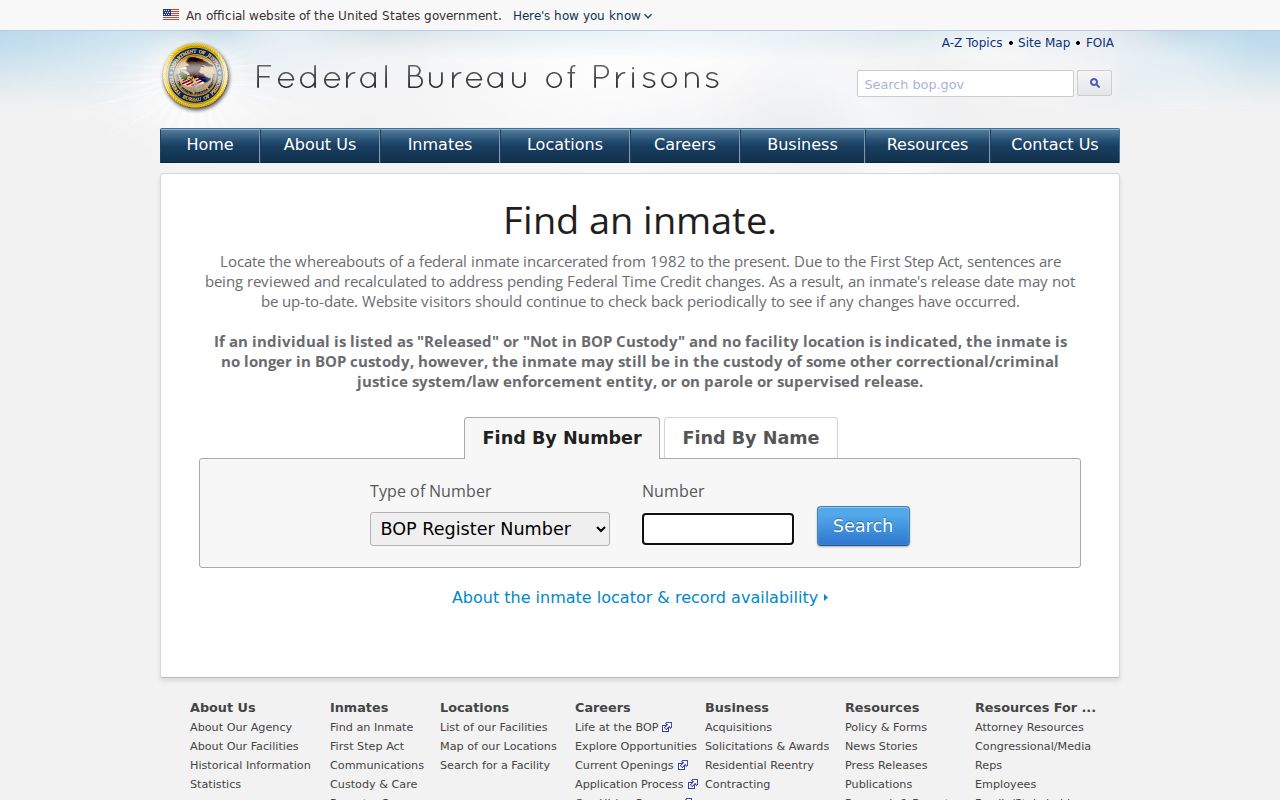 McLean County arrest history Federal Bureau of Prisons inmate locator interface