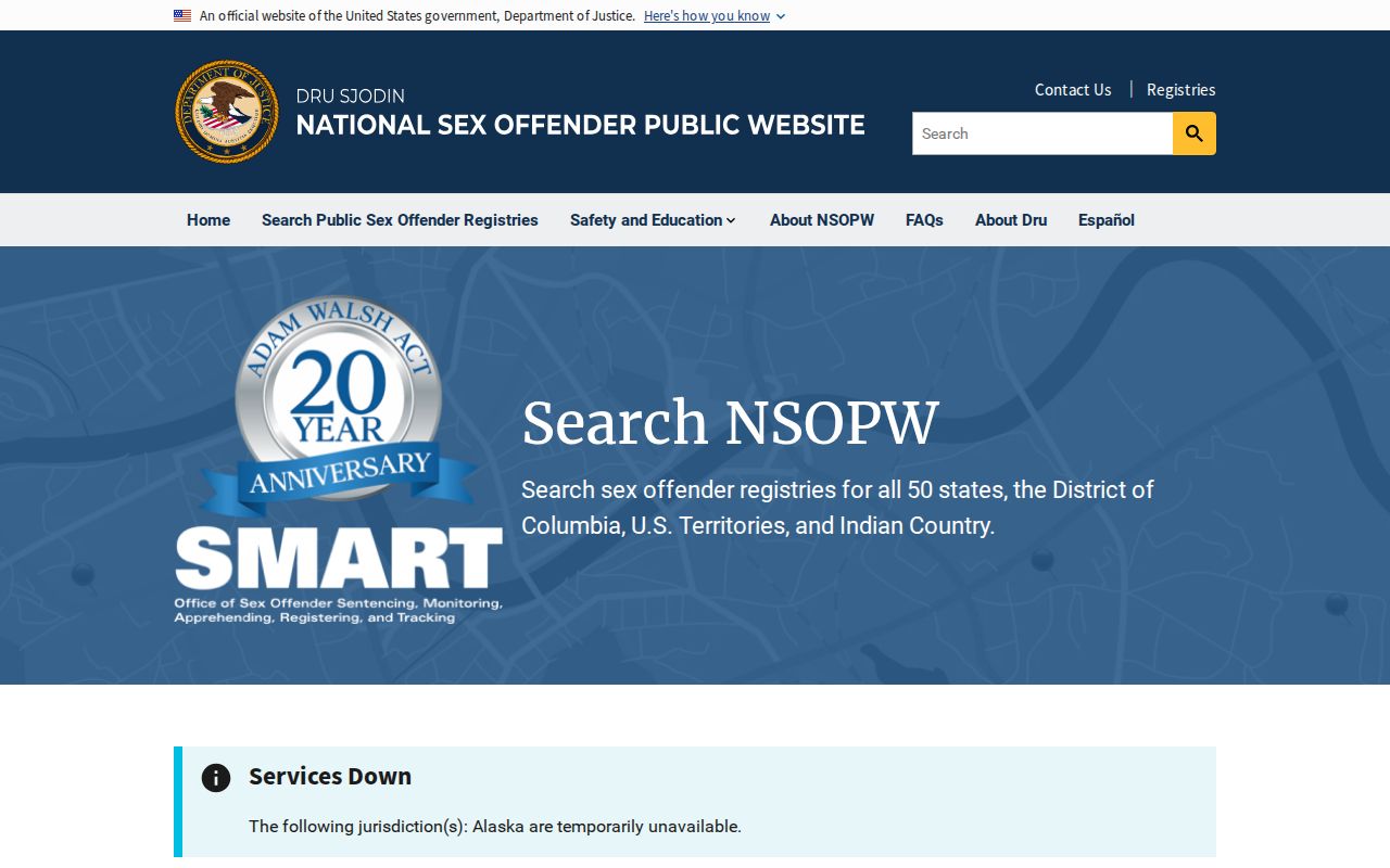 NSOPW search for a McLean County sex offender check across jurisdictions